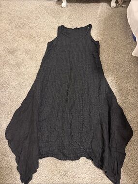 Beautiful, Flowing Lightweight Black Sleeveless Cotton Dress, Med., 16